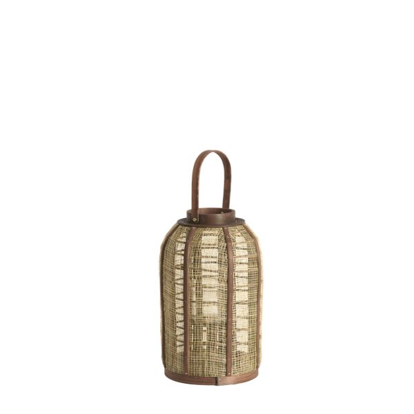 Light & Living Windlicht Ø21x34,5 cm SEREIN linnen bruin+hout donker bruin