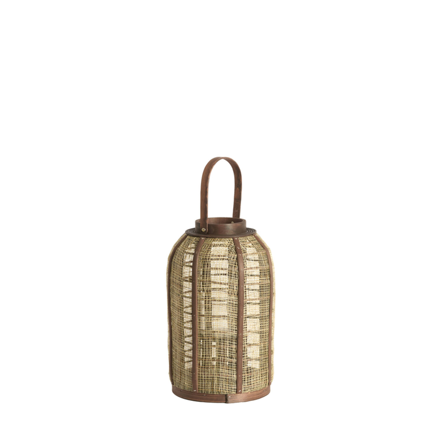Light & Living Windlicht Ø21x34,5 cm SEREIN linnen bruin+hout donker bruin