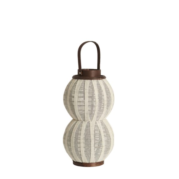 Light & Living Windlicht Ø23x40 cm ARBORE linnen bruin+hout donker bruin
