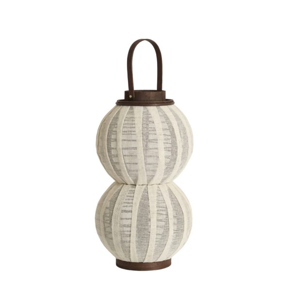 Light & Living Windlicht Ø26x54 cm ARBORE linnen bruin+hout donker bruin