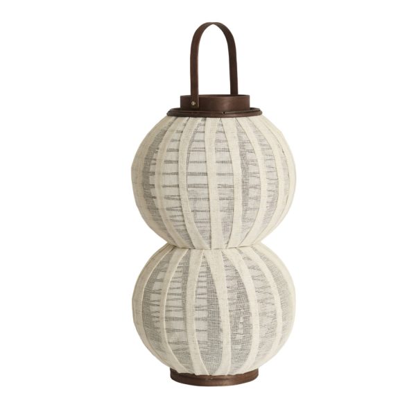 Light & Living Windlicht Ø31x64 cm ARBORE linnen bruin+hout donker bruin