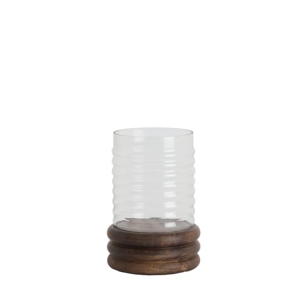 Light & Living Windlicht Ø18x26 cm MALDA mango hout bruin+glas