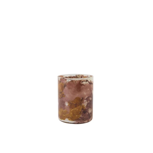 Light & Living Theelicht Ø10x13 cm DALINO glas amber+donker roze