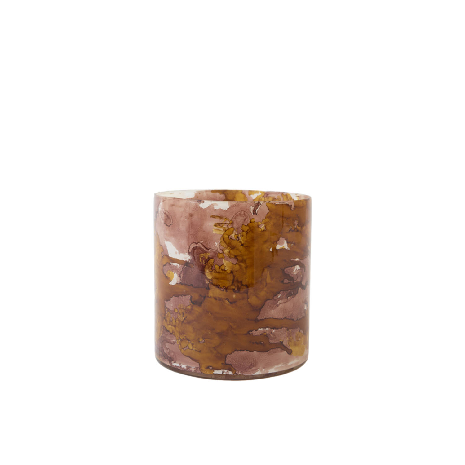 Light & Living Theelicht Ø15x16 cm DALINO glas amber+donker roze