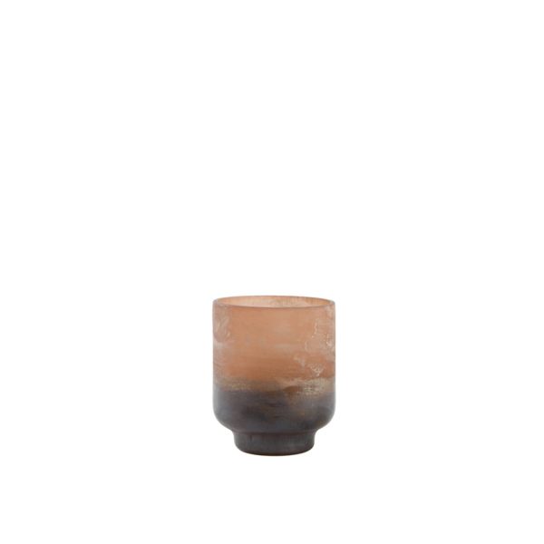 Light & Living Theelicht Ø11x13 cm BADERO glas antiek donker bruin+bruin