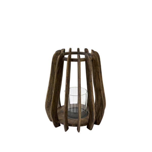 Light & Living Windlicht Ø24x28 cm CORUNA mango hout bruin+glas