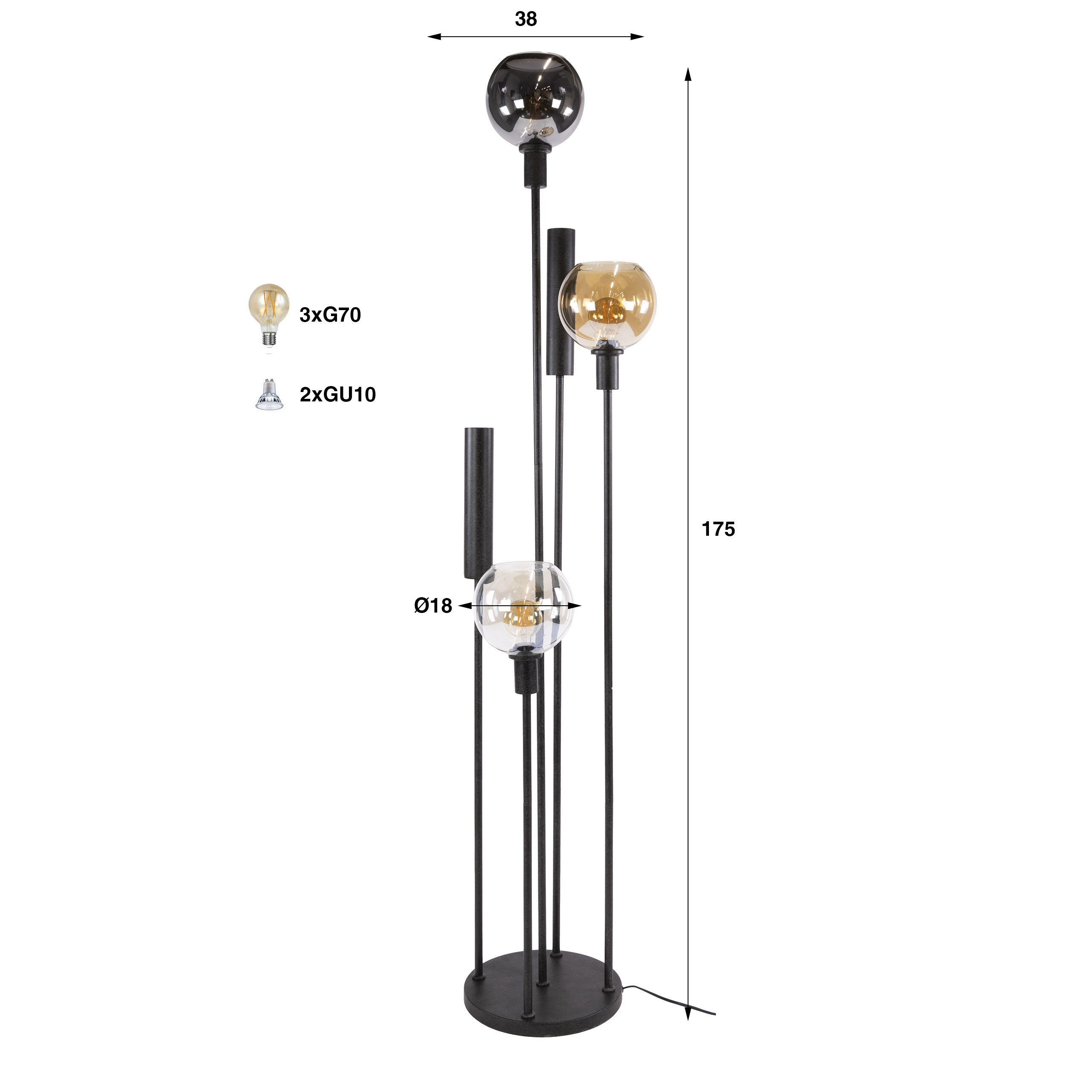Zijlstra Vloerlamp Sfera Tricolore 5L