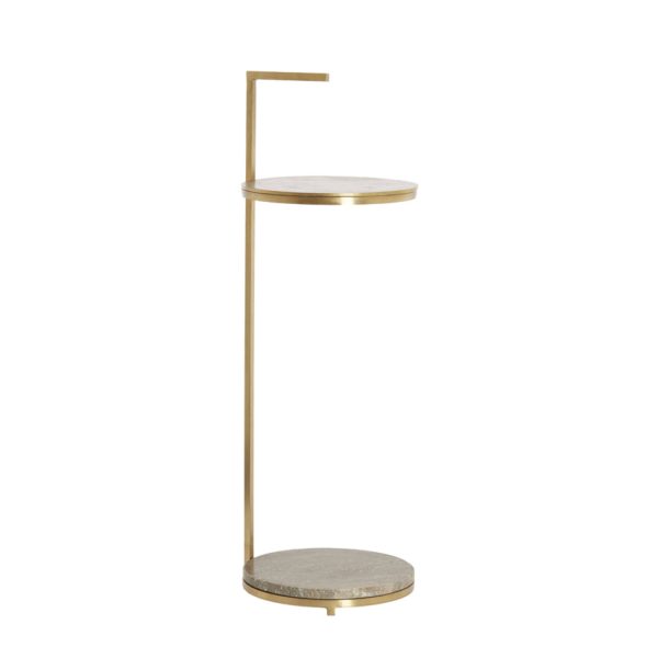 Light & Living Bijzettafel Ø26x76 cm LEDA travertin bruin+brons