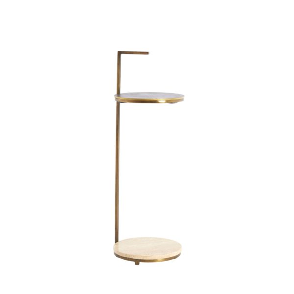 Light & Living Bijzettafel Ø26x76 cm LEDA travertin zand+donker bruin-brons