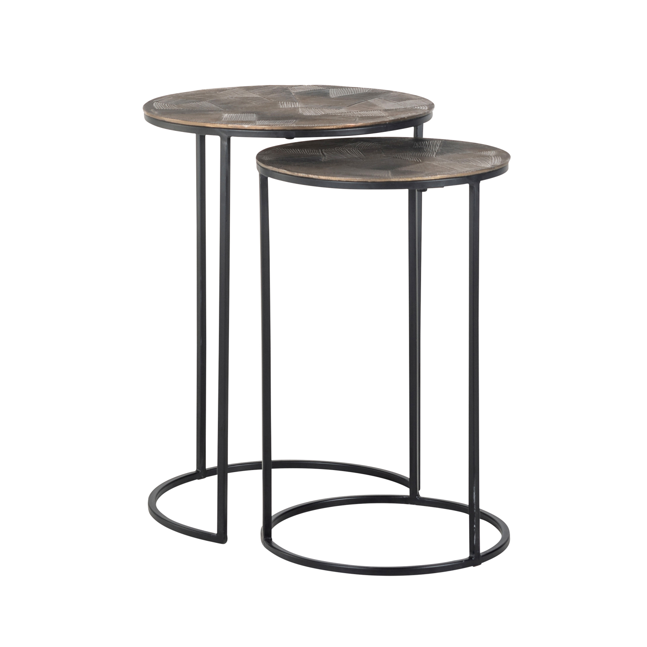 Richmond Interiors Bijzettafel Tulum brushed gold (Set of 2)