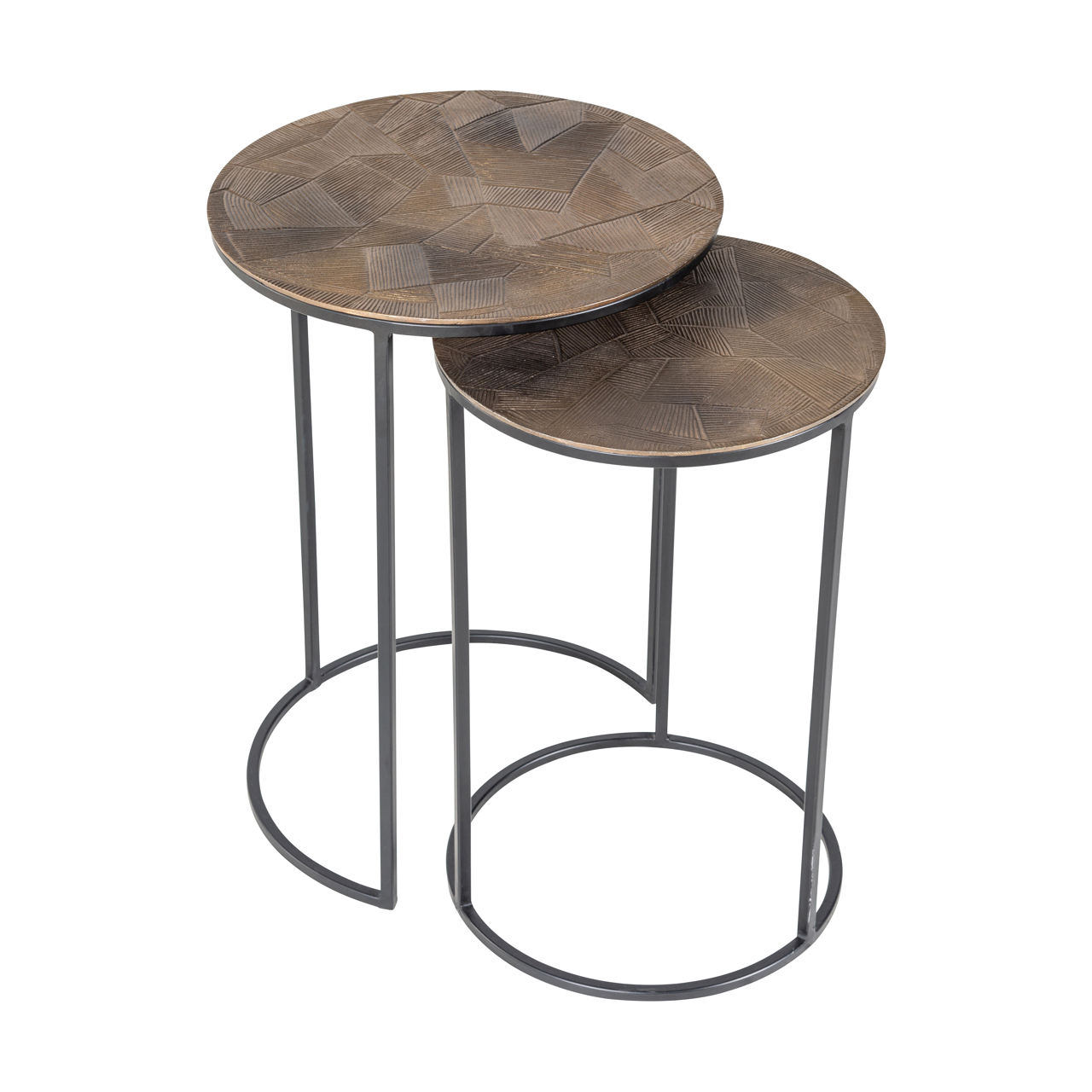 Richmond Interiors Bijzettafel Tulum brushed gold (Set of 2)