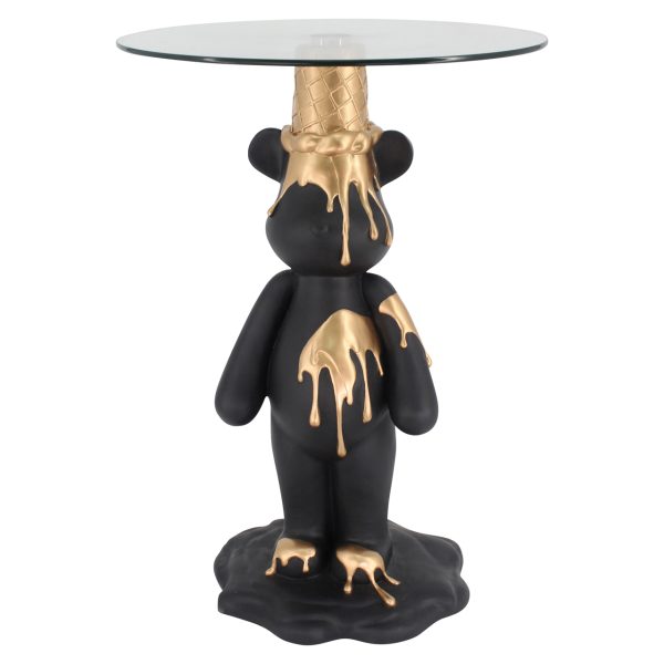 Richmond Interiors Bijzettafel Ice bear black/gold