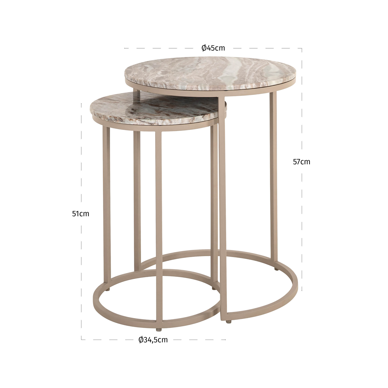 Richmond Interiors Bijzettafel Fairfax clay (Set of 2)