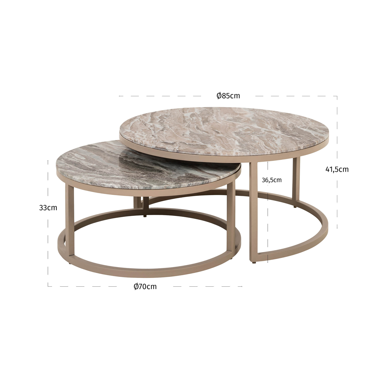 Richmond Interiors Salontafel Fairfax clay (Set of 2)