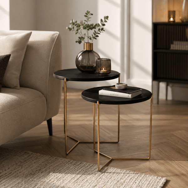 Livingfurn Mason Black/Brass Set of 2