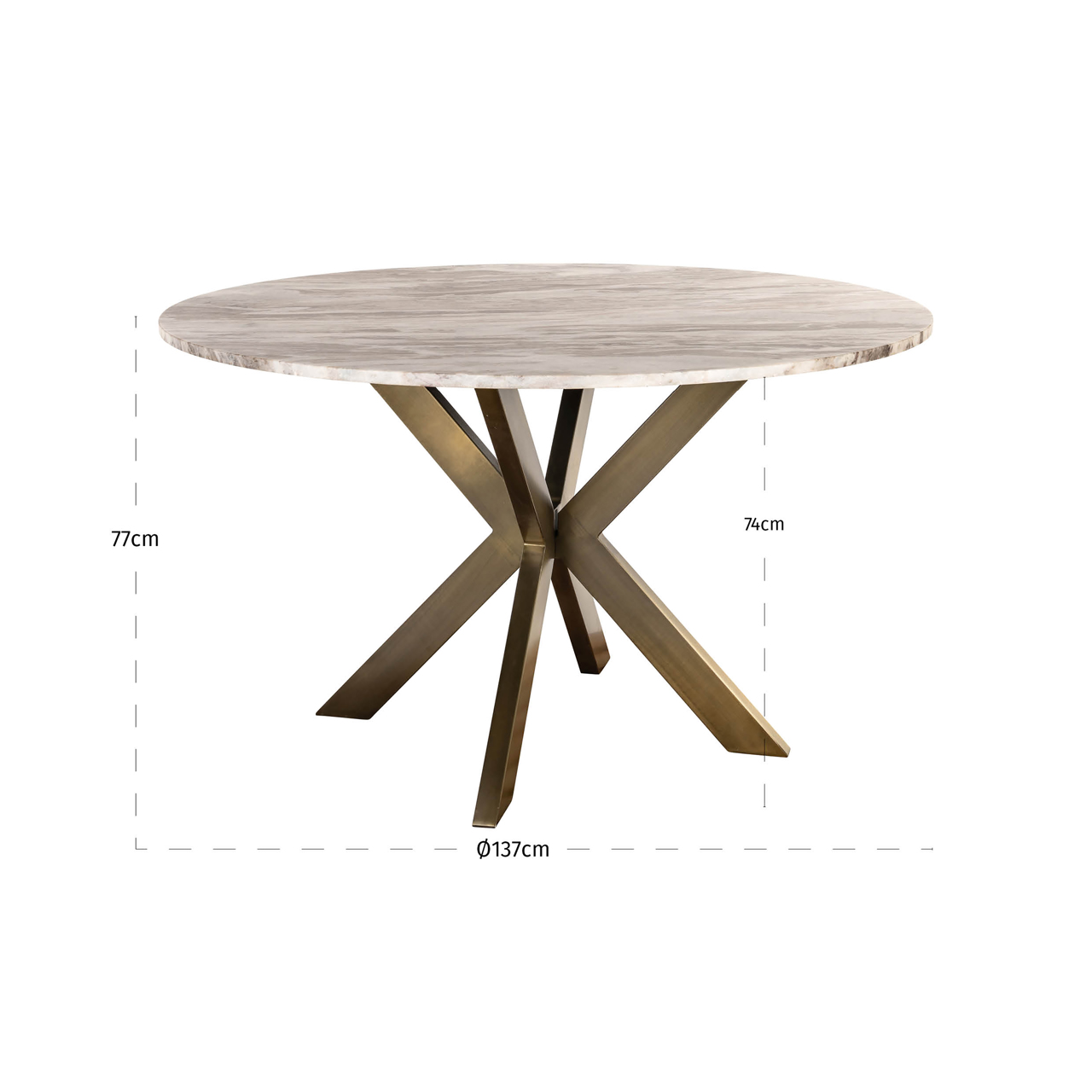 Richmond Interiors Eettafel Bottega Blush beige 140Ø