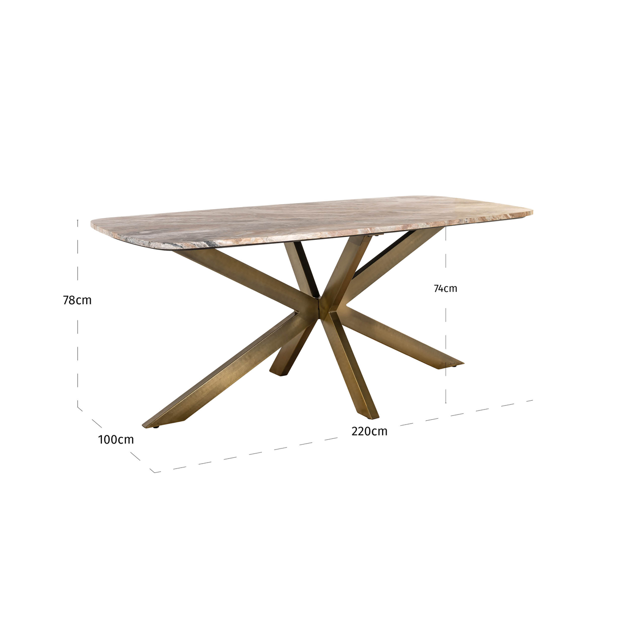 Richmond Interiors Eettafel Bottega Blush beige danish oval 220