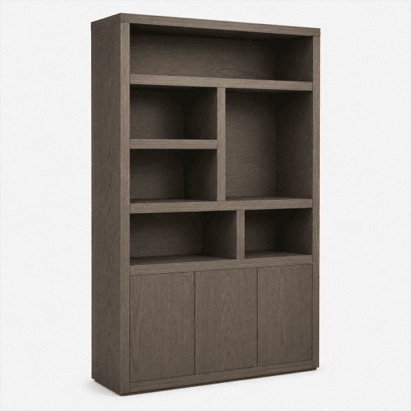 Nijwie Dutch Industries Tampere boekenkast 120 met 2 deuren en 6 open vakken, Dark Chocolate - Oak Collection
