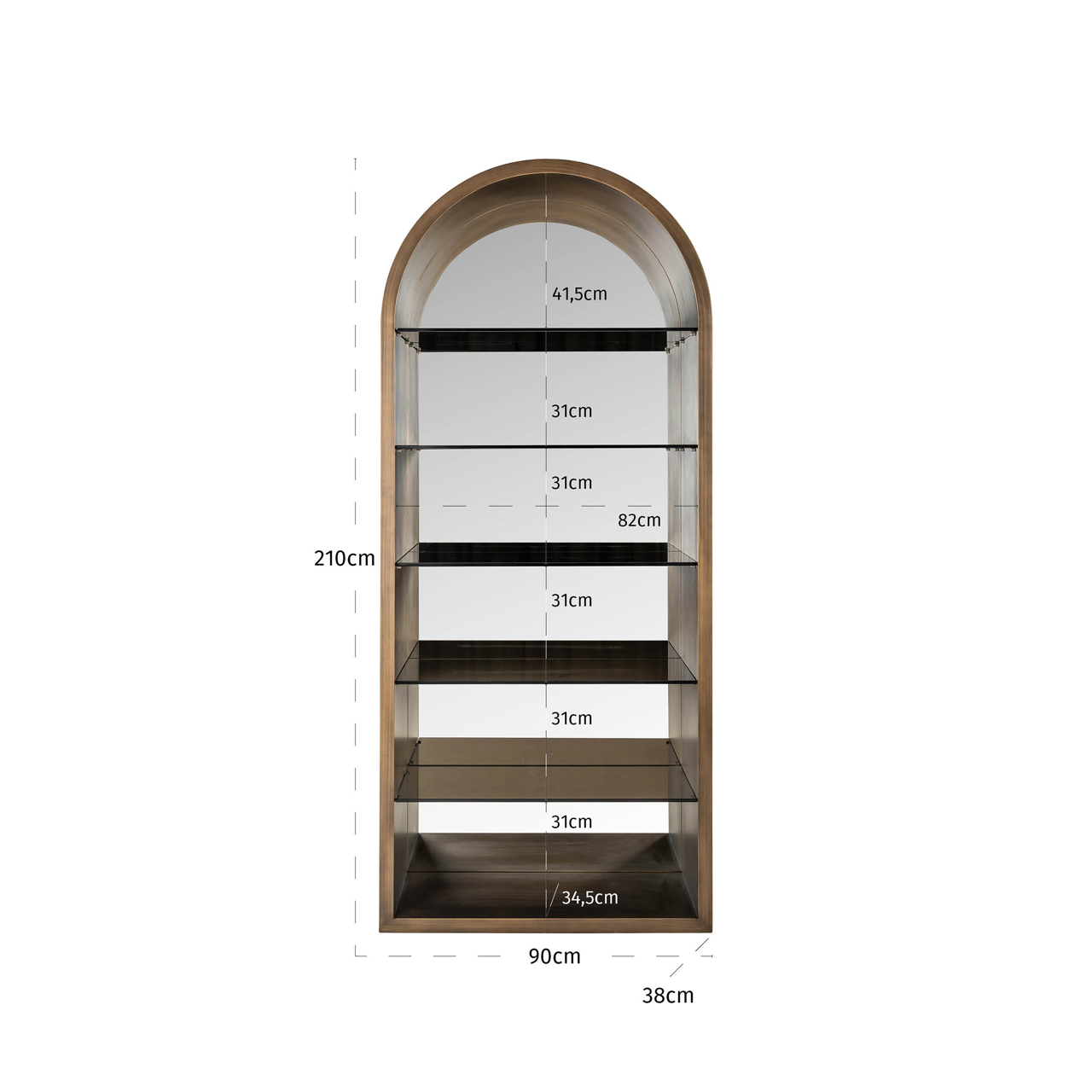Richmond Interiors Wandkast Bowic brushed gold
