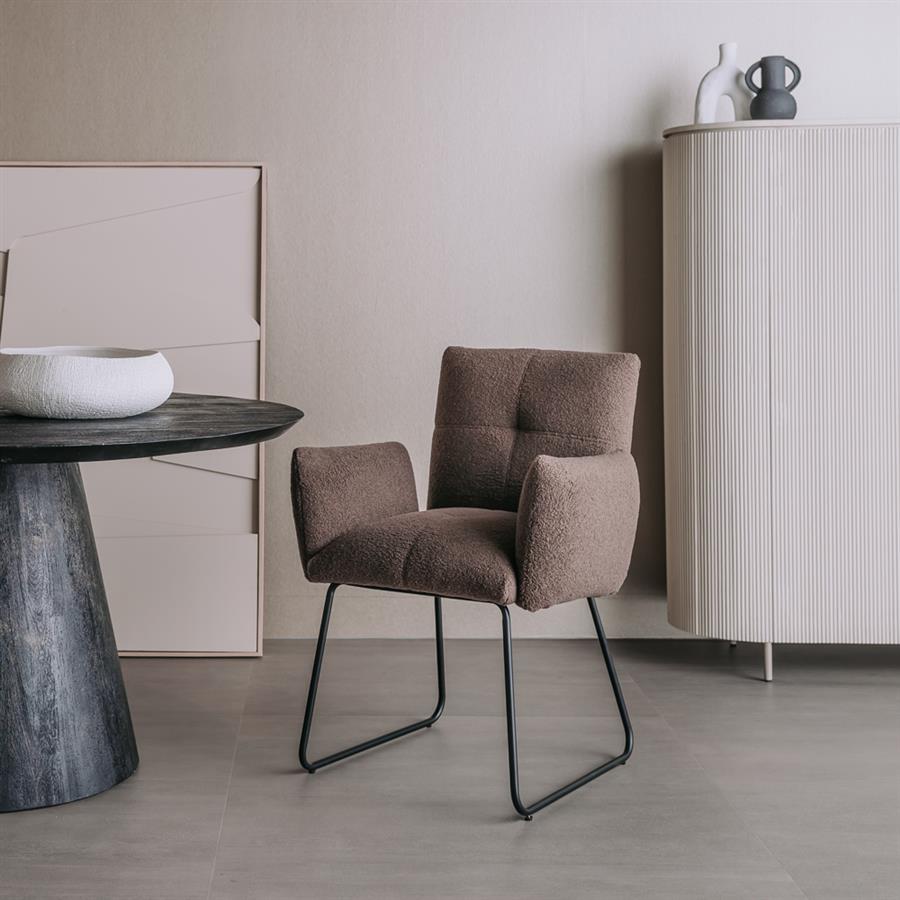 Tower Living Dante Armstoel - fabric Teddy MJ87 Dark brown