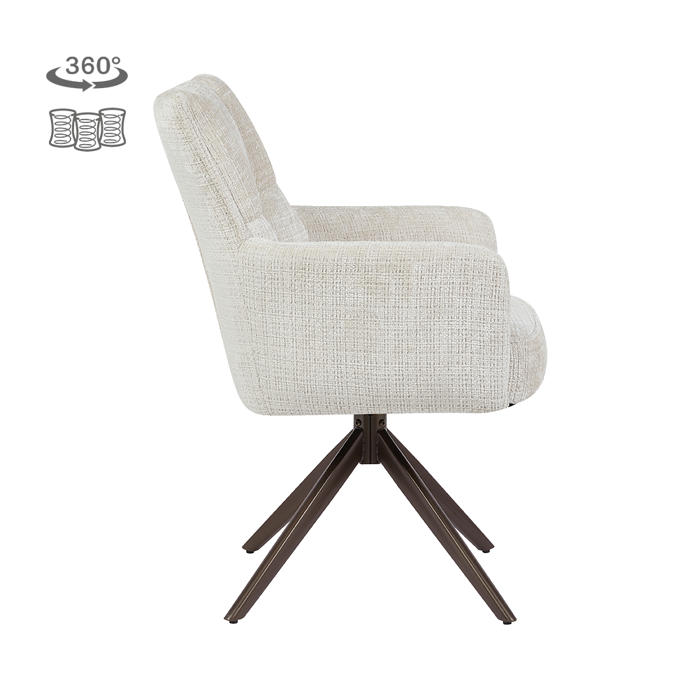 Tower Living Bardi Armstoel - Cremona 02 sand - Anodic (draaibaar)