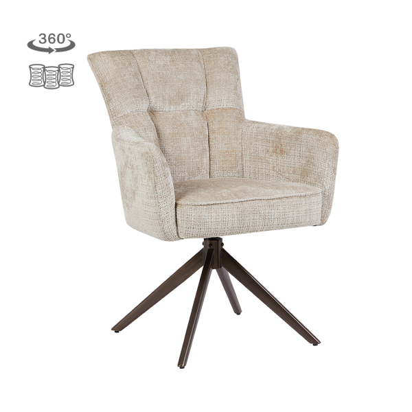Tower Living Bardi Armstoel - Cremona 14 beige - Anodic (draaibaar)
