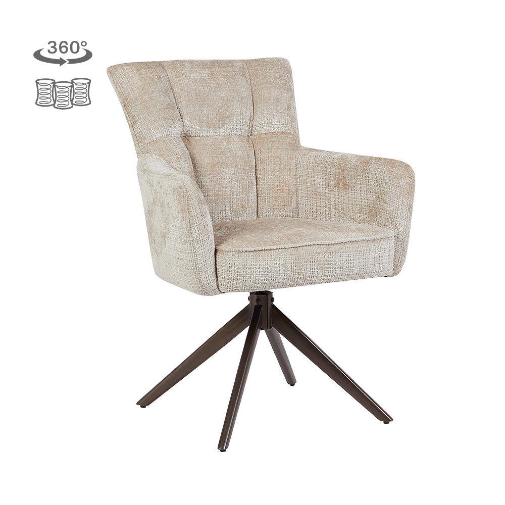 Tower Living Bardi Armstoel - Cremona 14 beige - Anodic (draaibaar)