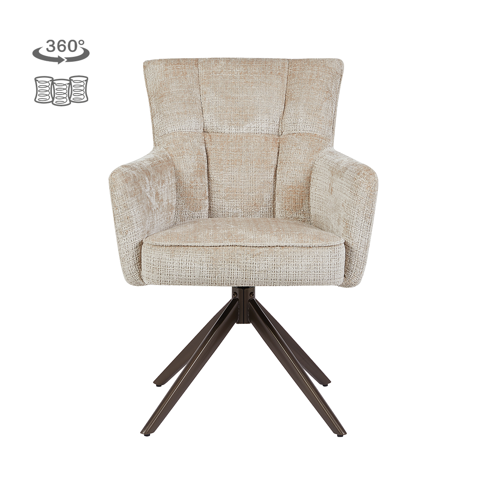 Tower Living Bardi Armstoel - Cremona 14 beige - Anodic (draaibaar)