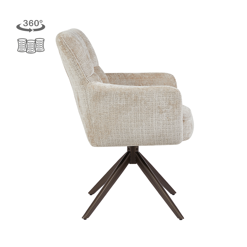 Tower Living Bardi Armstoel - Cremona 14 beige - Anodic (draaibaar)