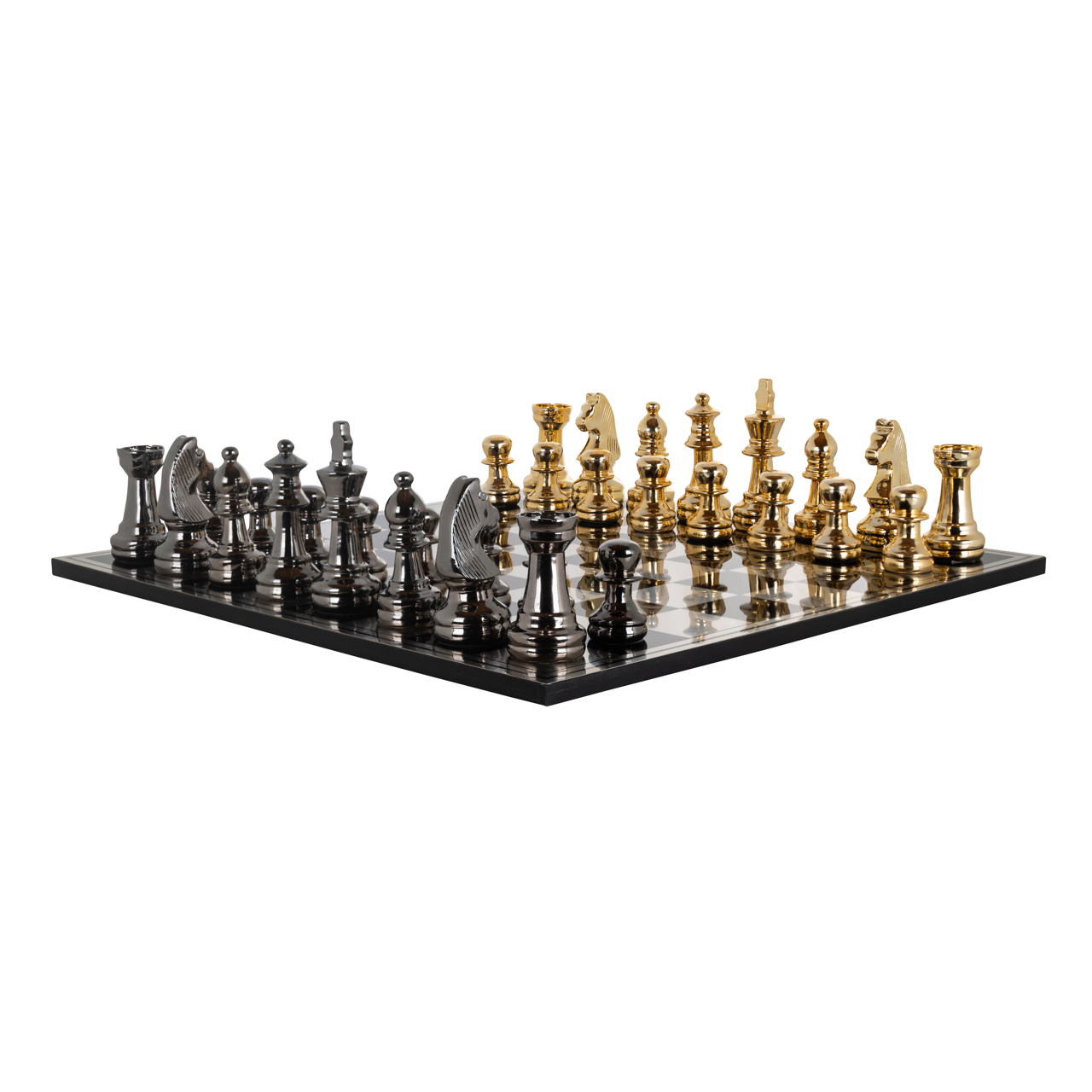 Richmond Interiors Decoratief spel Saray black/gold chessboard