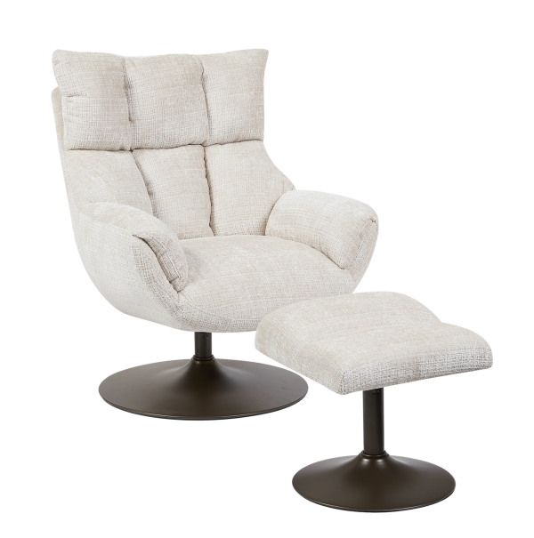 Tower Living Force Fauteuil met voetenbank - Cremona 02 sand (draaibaar)