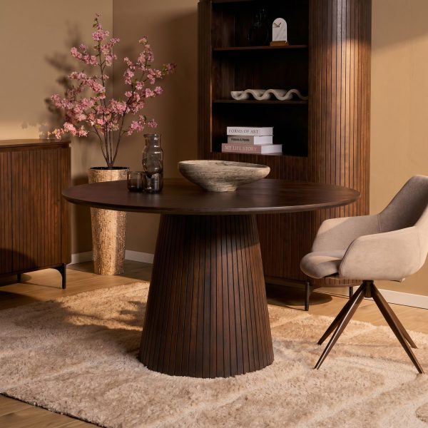 Starfurn Ronde eettafel Solana Bruin Mangohout 130 cm
