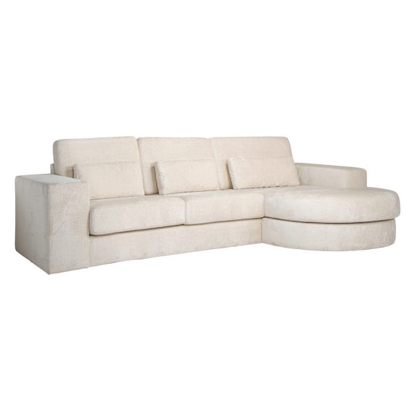 Richmond Interiors Bank Felix white chenille 2,5-seater + lounge round right