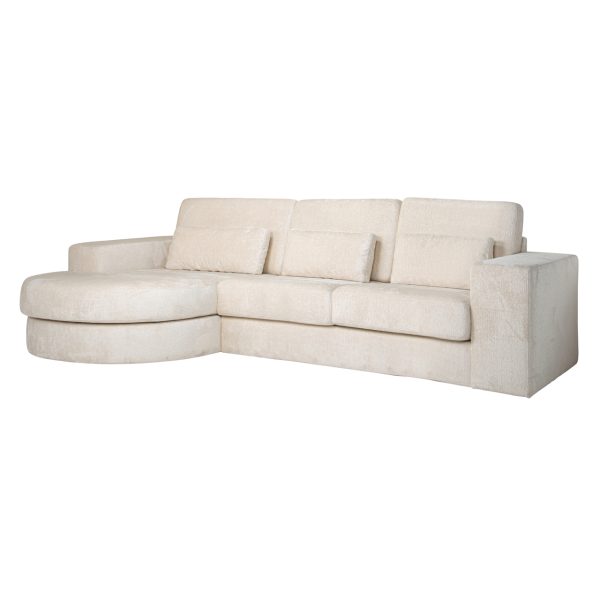 Richmond Interiors Bank Felix white chenille 2,5-seater + lounge round left
