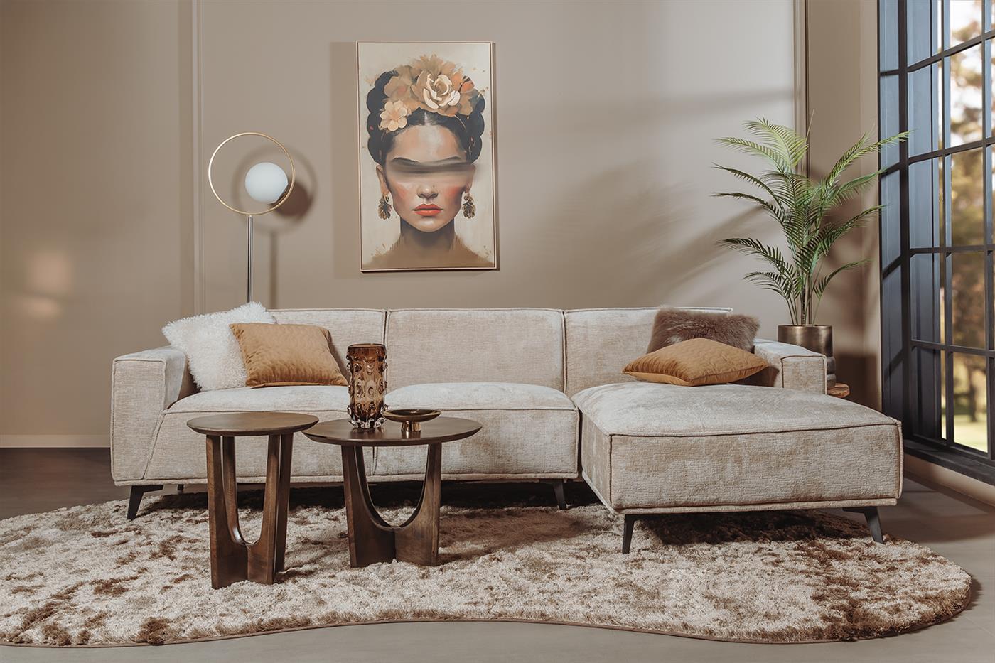 Tower Living Leeds 2 5-AL + Chaise R - Touch 102 Beige