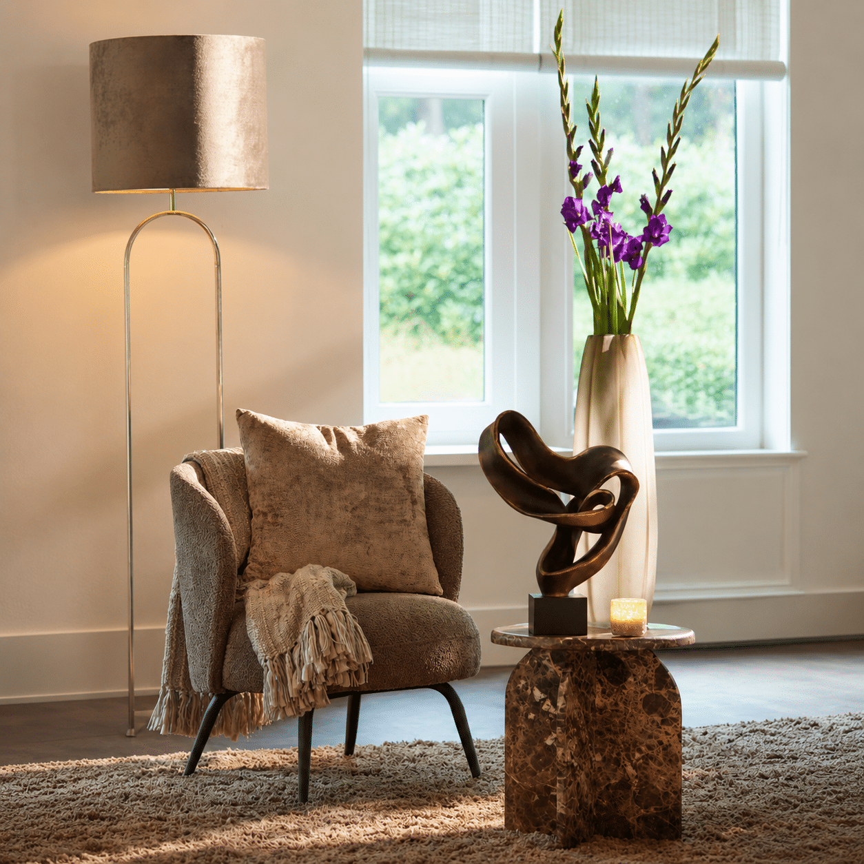 Light & Living Vaas Ø17x60 cm BRADLEY glas licht bruin