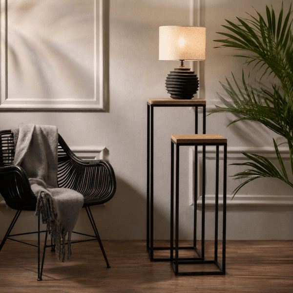Light & Living Zuil S/2 30x30x82,5+35x35x102 cm YARULA hout+zwart