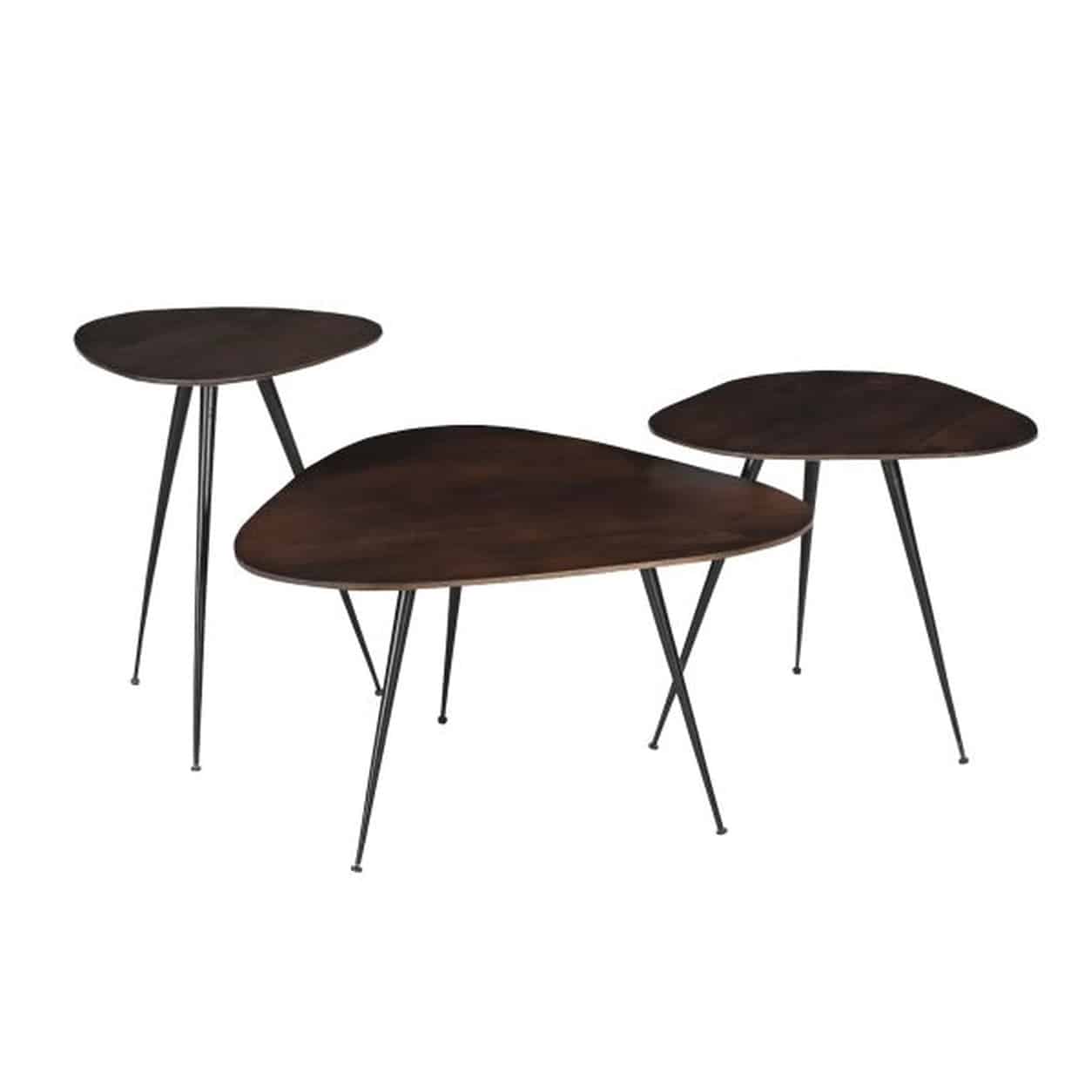 Livingfurn Brix Loua Brown set of 3
