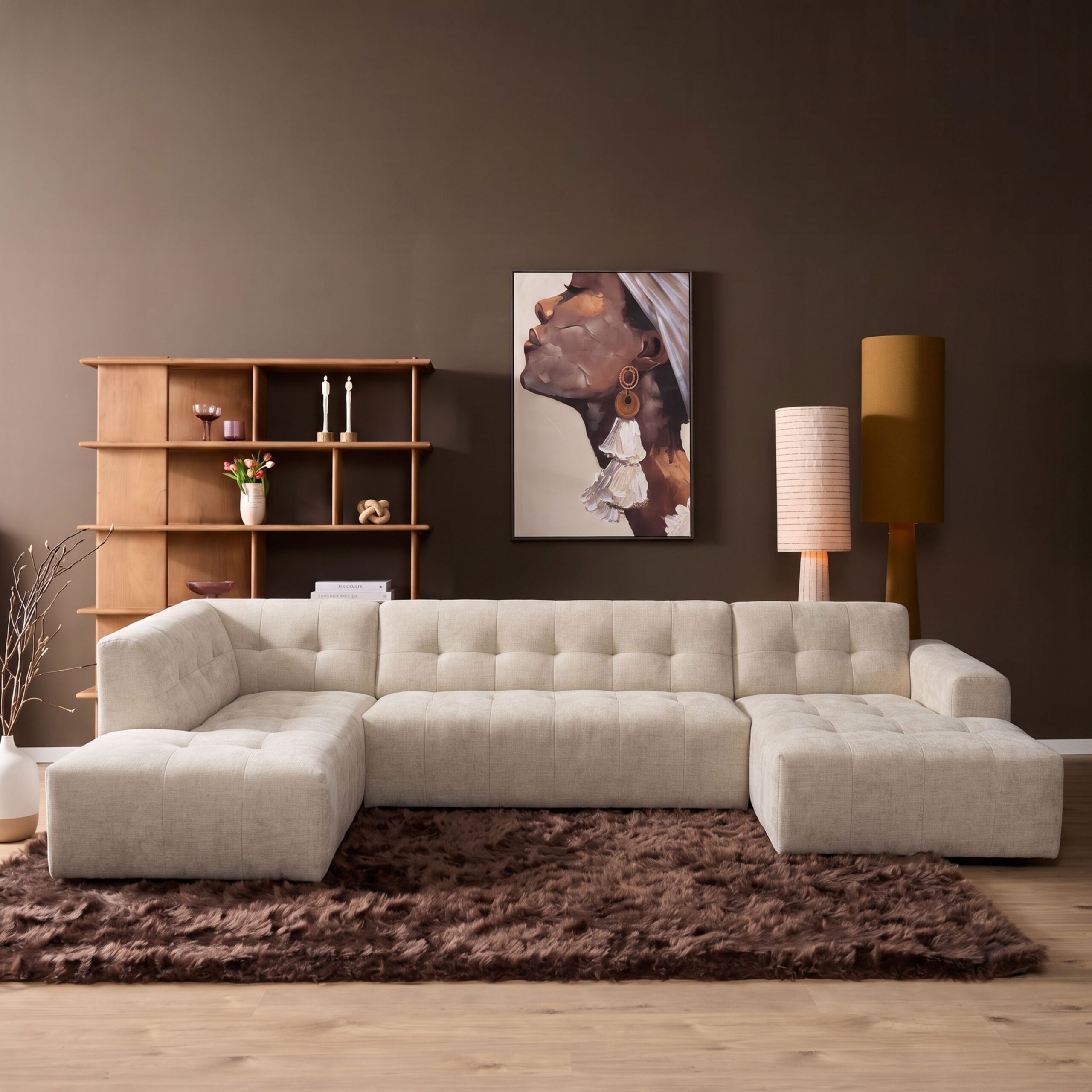 Starfurn MySofa Ruby U-bank Beige Lounge L + 2,5 + Ottomane R