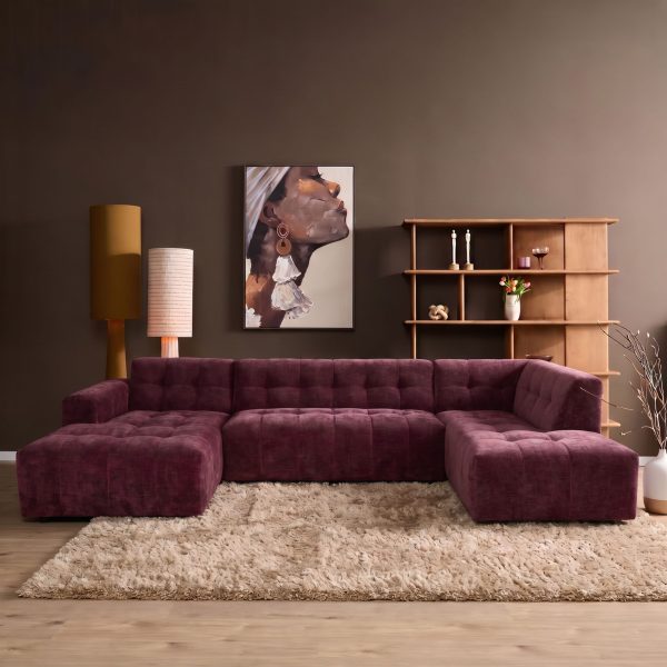 Starfurn MySofa Ruby U-bank Paars Lounge L + 2,5 + Ottomane R