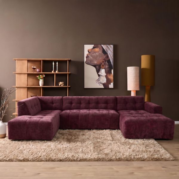 Starfurn MySofa Ruby U-bank Paars Ottomane L + 2,5 + Lounge R