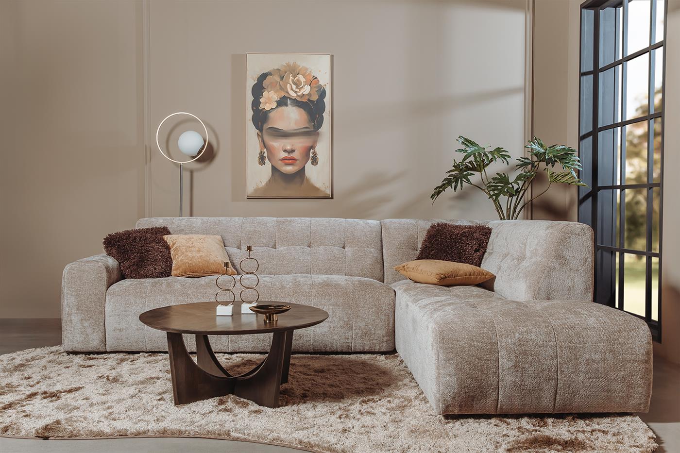 Tower Living Memphis 3-AL + Ottoman R - Haga 30 beige