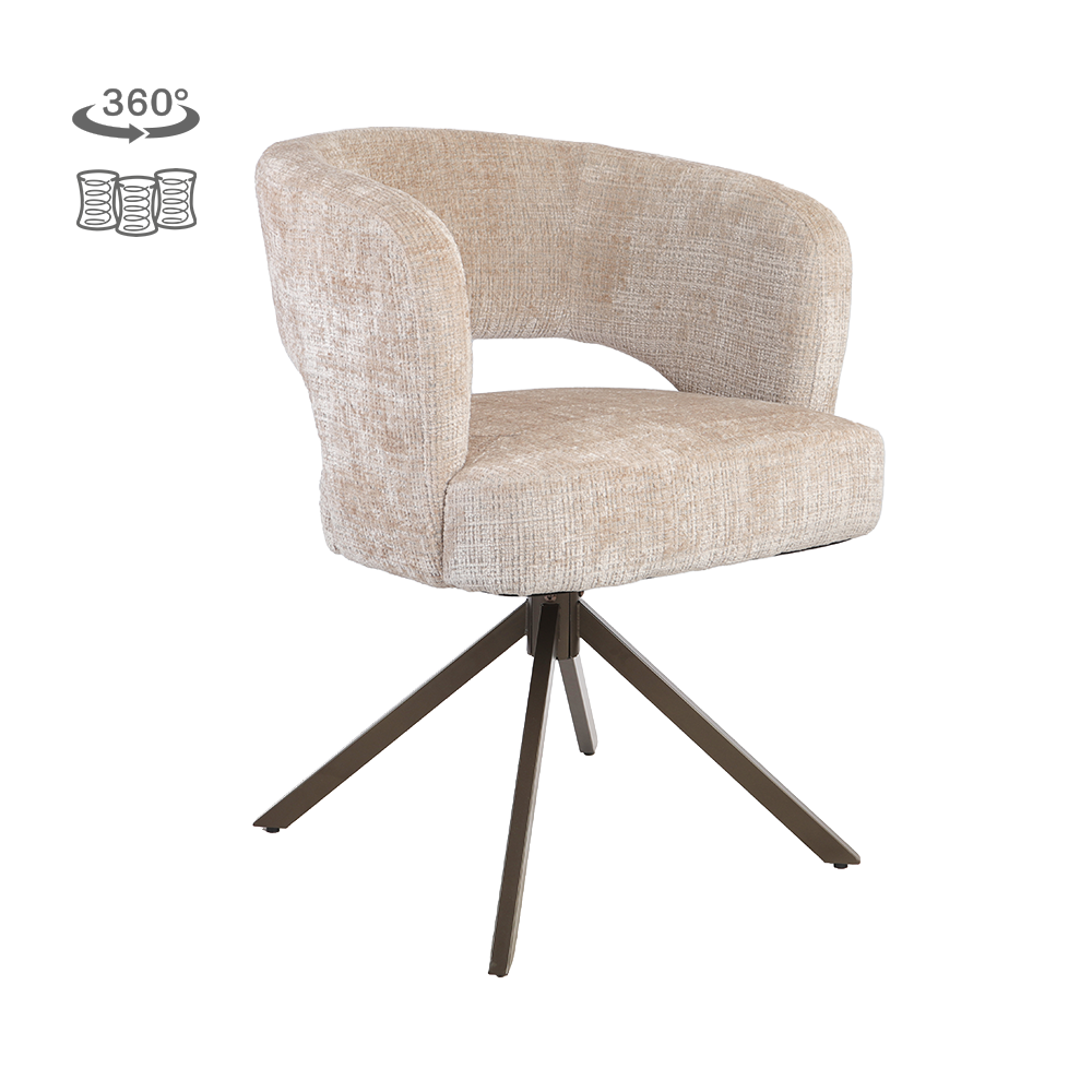 Tower Living Mura Armstoel - Cremona 14 beige - Anodic (draaibaar)
