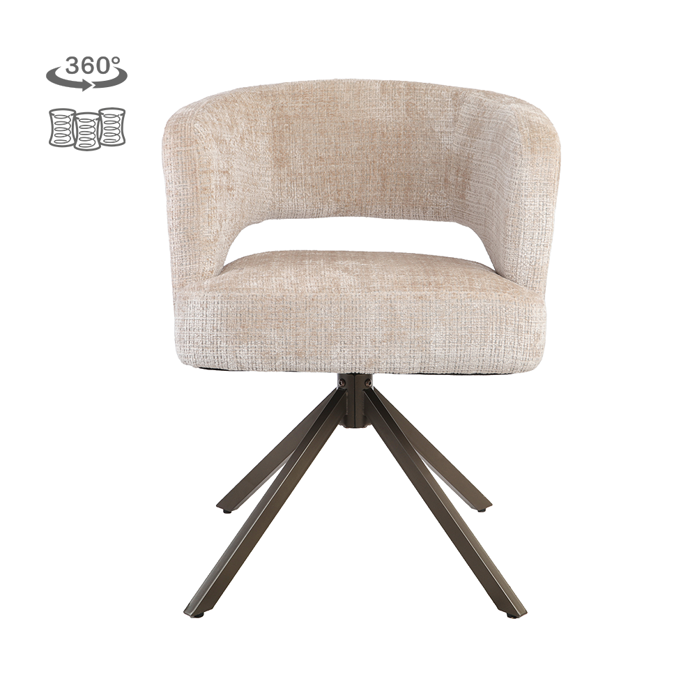 Tower Living Mura Armstoel - Cremona 14 beige - Anodic (draaibaar)