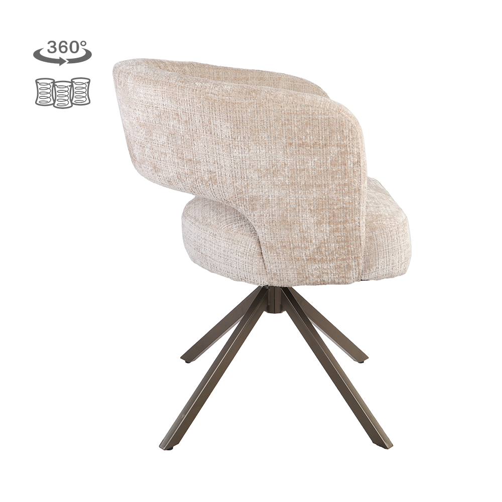 Tower Living Mura Armstoel - Cremona 14 beige - Anodic (draaibaar)