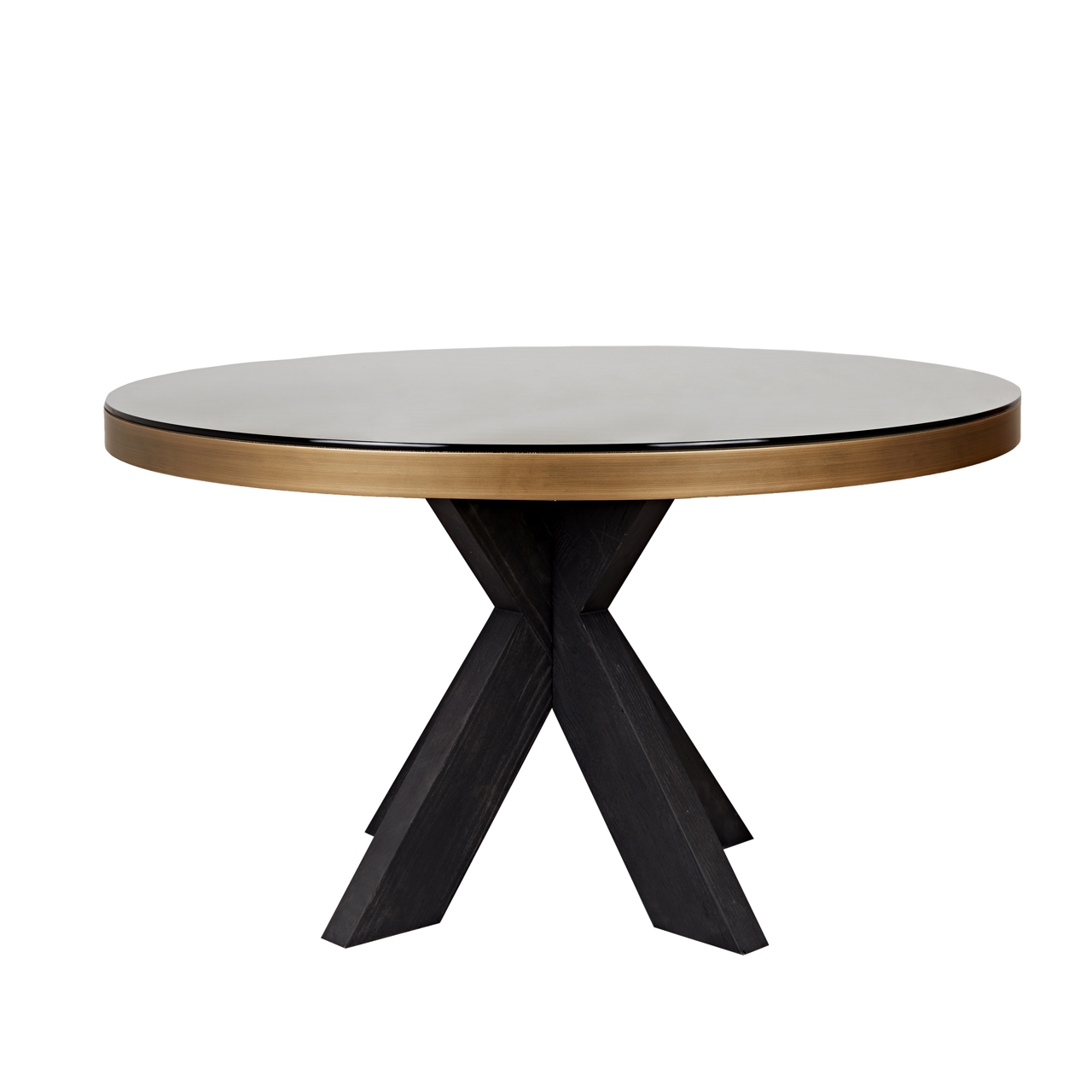 Richmond Interiors Eettafel Bloomville brass shagreen incl. glass top 140Ø