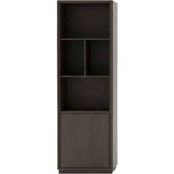Nijwie Dutch Industries Oulu boekenkast 75, rechtsdraaiend met 1 deur en 4 open vakken, Dark Chocolate - Oak Collection