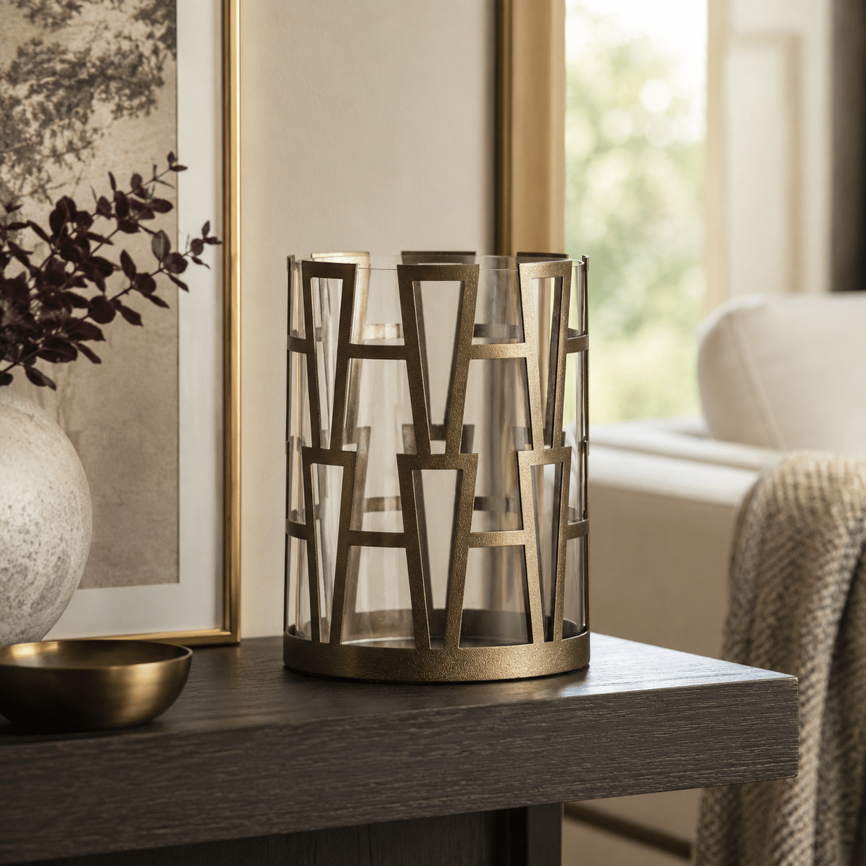 Richmond Interiors Windlicht Shandy brass antique small