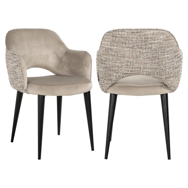 Richmond Interiors Eetkamerstoel Giovanna trendy nature / khaki velvet fire retardant