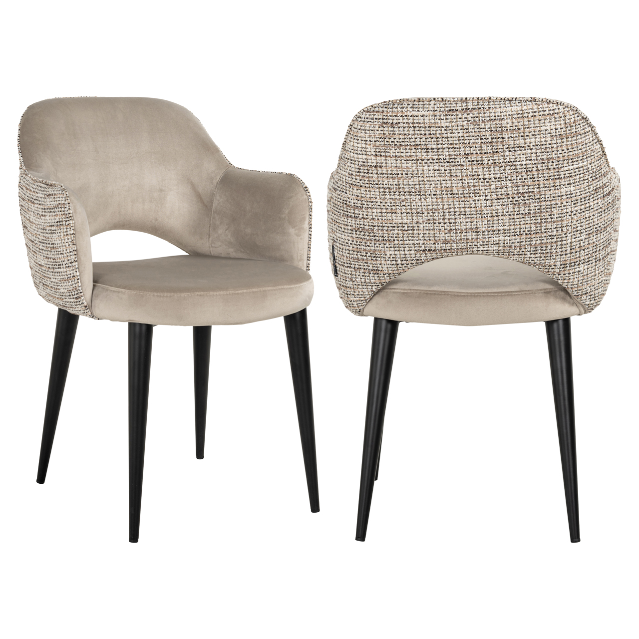 Richmond Interiors Eetkamerstoel Giovanna trendy nature / khaki velvet fire retardant